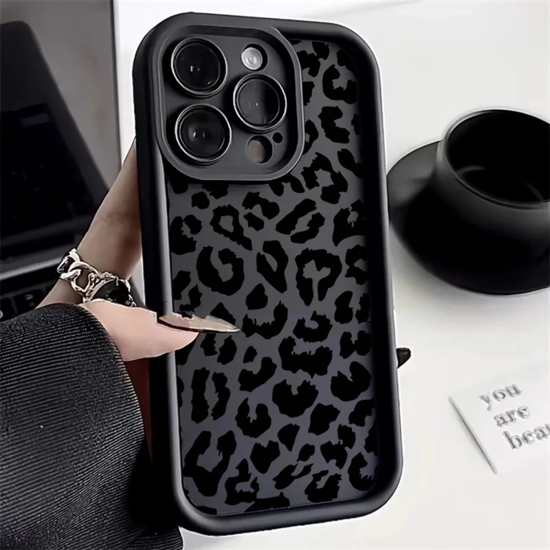 Phone Cases Rhode - Siyah Leopar Desenli Silikon Kılıf Samsung