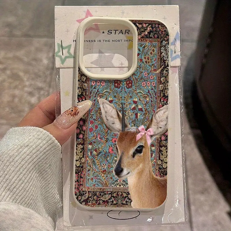 Phone Cases Vintage - Vintage Geyik Desenli Silikon Telefon Kılıfı