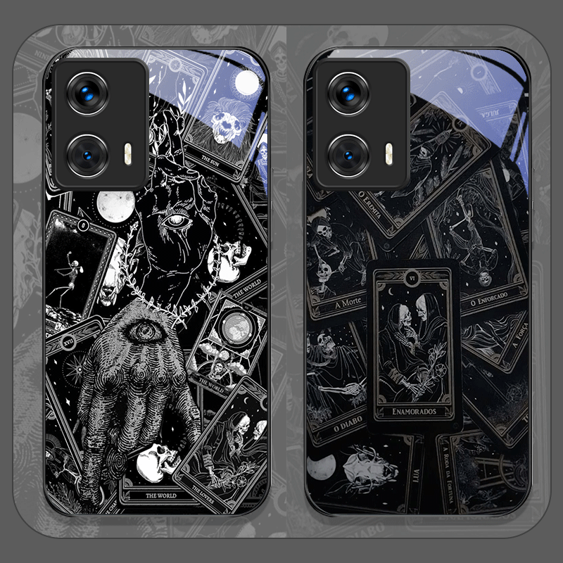 Phone Cases Vintage - Vintage Gotik Tarot Kartları Baskılı Temperli