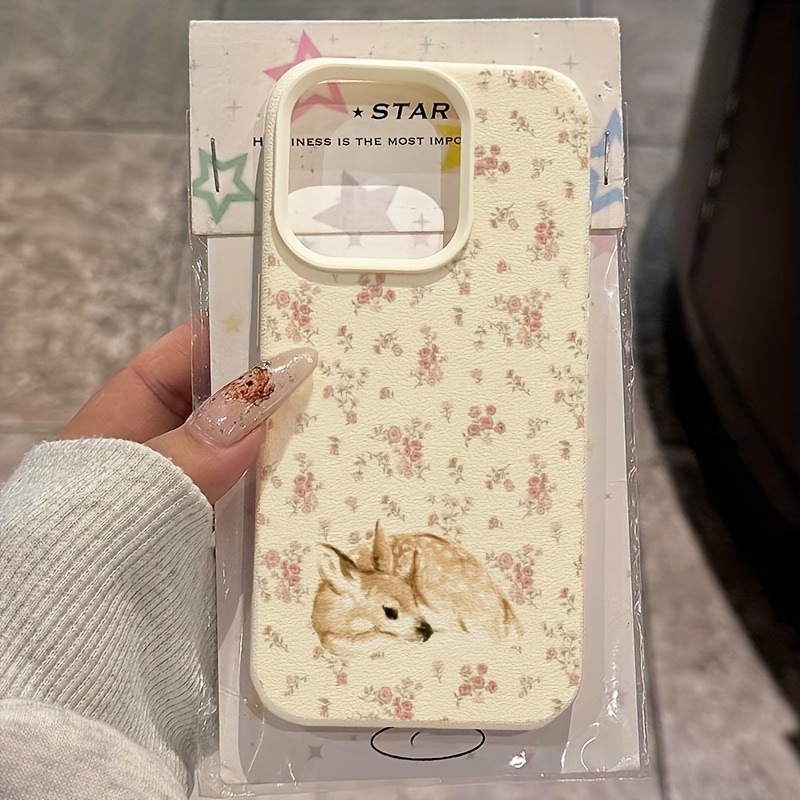Phone Cases Cute Iphone 13 - Sevimli Geyik Tam Çiçek Desenli Tasarım