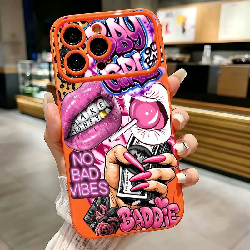 Phone Cases Bulk - Hip Hop Pembe Dudaklı Bebek Kız