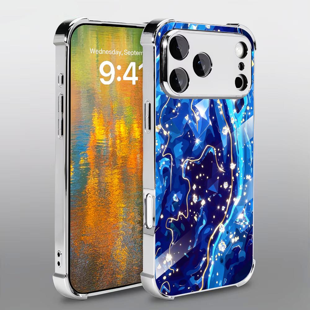 Phone Cases Rhode - Zarif Koyu Mavi dokulu cam telefon