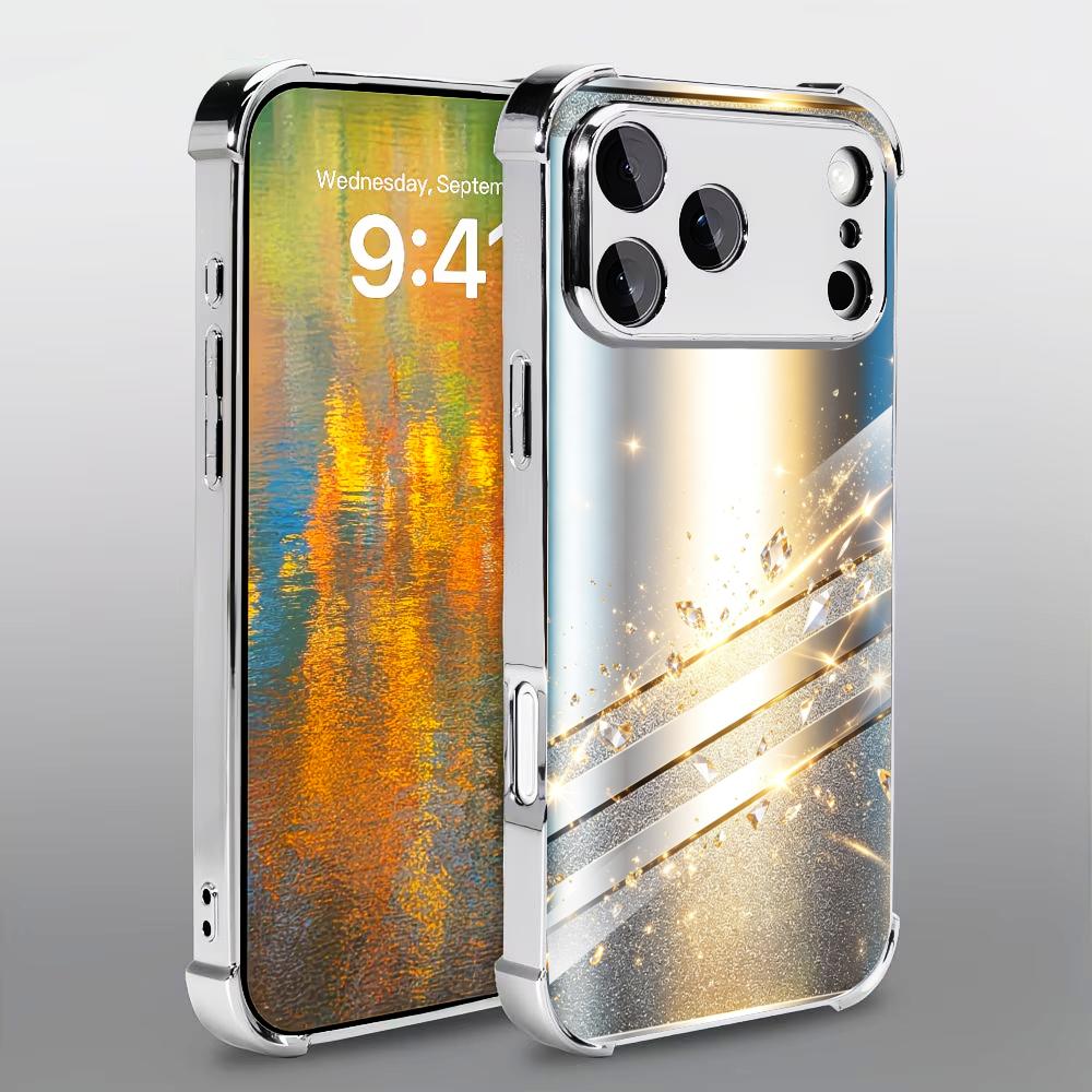 Phone Cases Rhode - Lüks minimalist gümüş cam telefon kılıfı,