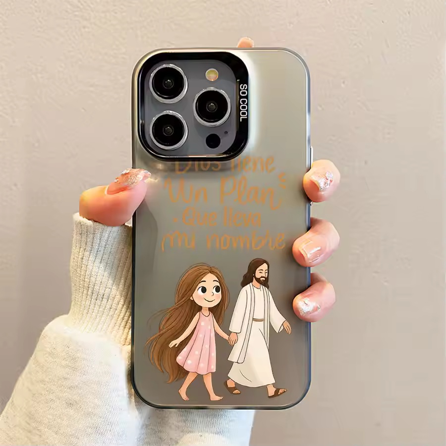 Phone Cases Cute Iphone 13 - Sevimli Kız Tanrıyla Yürüyen Mat Telefon