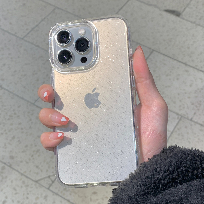 Phone Cases Protective - Şeffaf Basit Glitter Telefon Kılıfı iPhone