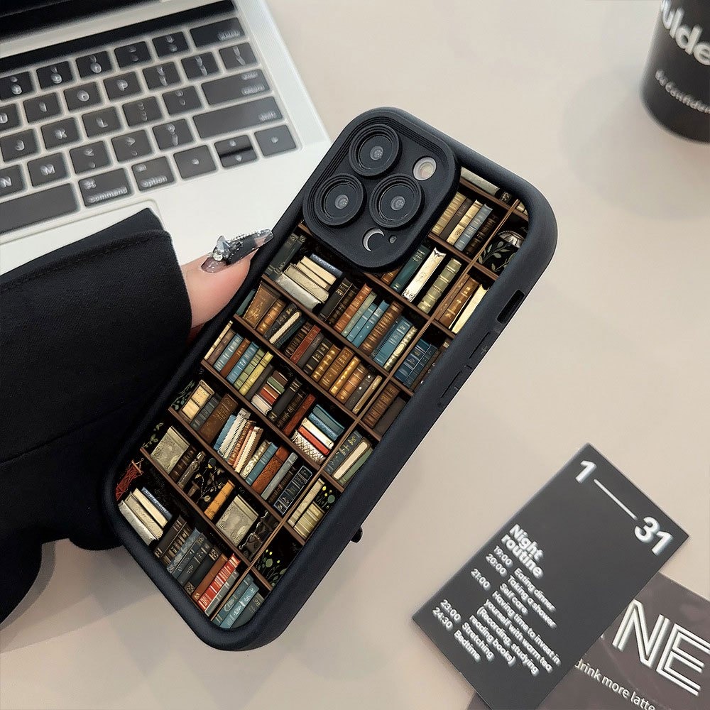 Phone Cases Protective - Kitaplık Desenli Yaratıcı Telefon Kılıfı iPhone