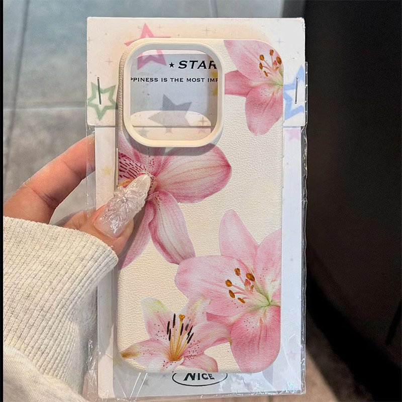 Phone Cases For Samsung S22 - Pembe Zambak Lichee Desenli Telefon Kılıfı